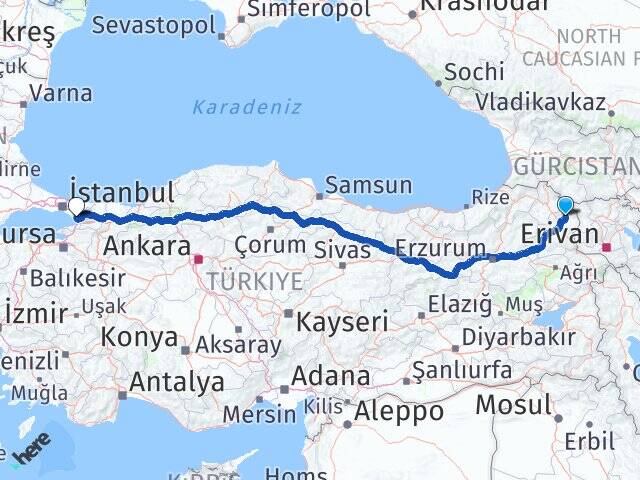 Kars Arpaçay Çayırova Kocaeli Arası Kaç Km - Yol Haritası