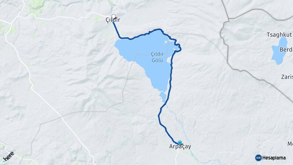 Kars Arpaçay Çıldır Ardahan Arası Kaç Km - Yol Haritası