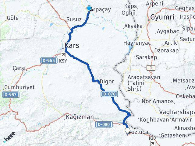 Kars Arpaçay Tuzluca Iğdır Arası Kaç Km - Yol Haritası
