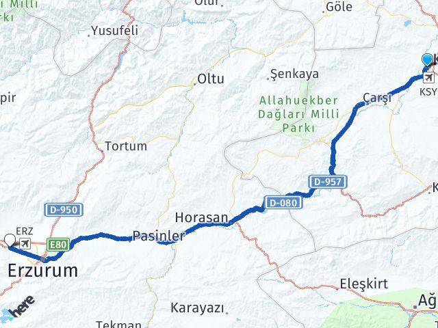 Kars Aziziye Erzurum Arası Kaç Km - Yol Haritası