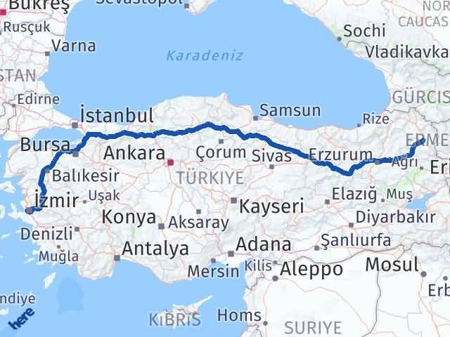 Kars Balçova İzmir Arası Kaç Km - Yol Haritası