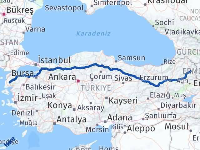 Kars Bayramiç Çanakkale Arası Kaç Km - Yol Haritası
