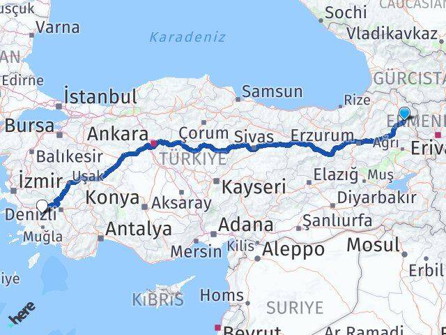 Kars Bozdoğan Aydın Arası Kaç Km - Yol Haritası