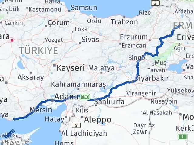 Kars Bozyazı Mersin Arası Kaç Km - Yol Haritası