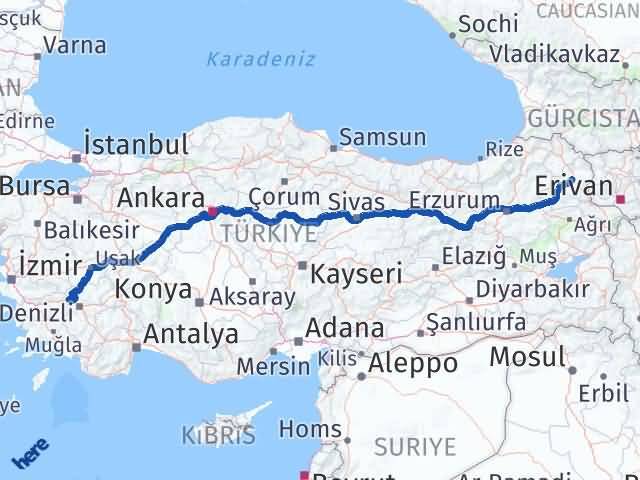Kars Buharkent Aydın Arası Kaç Km - Yol Haritası