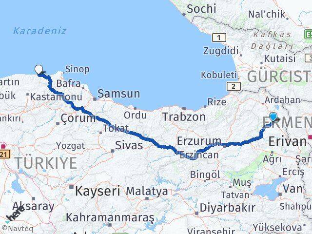 Kars Çatalzeytin Kastamonu Arası Kaç Km - Yol Haritası