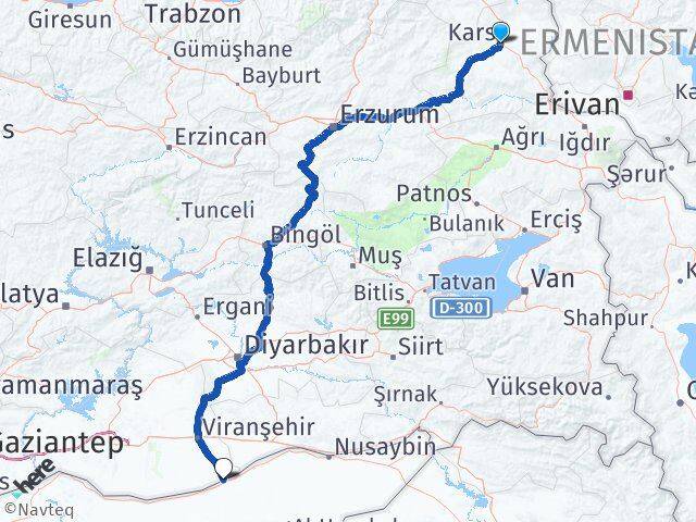 Kars Ceylanpınar Şanlıurfa Arası Kaç Km - Yol Haritası