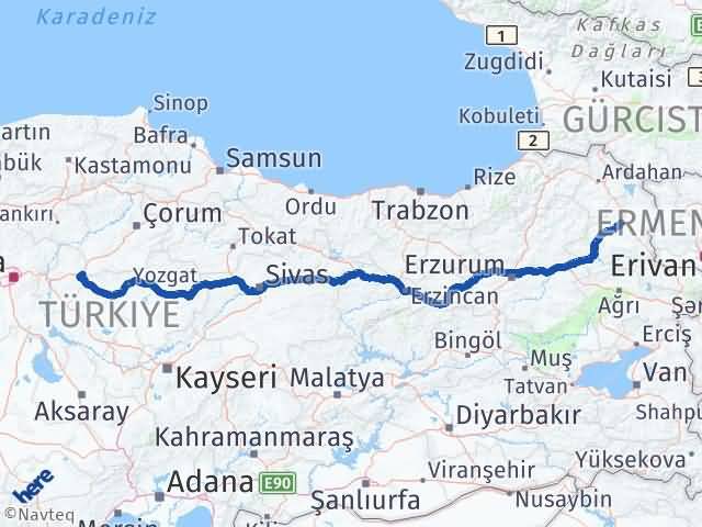 Kars Delice Kırıkkale Arası Kaç Km - Yol Haritası