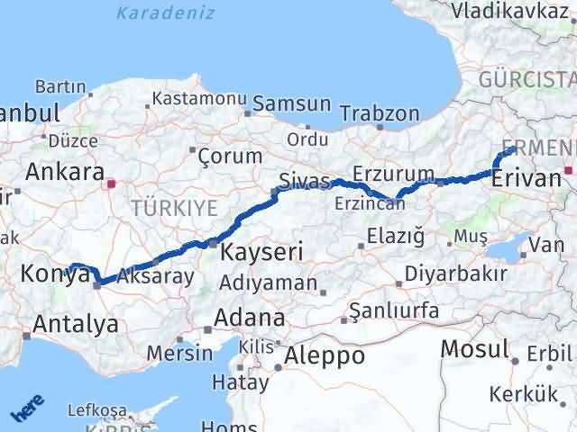 Kars Doğanhisar Konya Arası Kaç Km - Yol Haritası