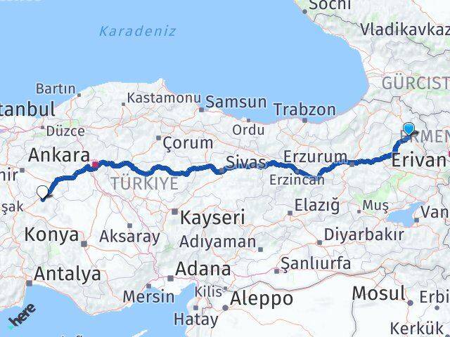 Kars Emirdağ Afyonkarahisar Arası Kaç Km - Yol Haritası