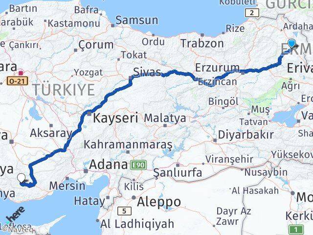 Kars Ermenek Karaman Arası Kaç Km - Yol Haritası