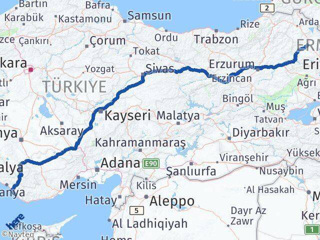Kars Gazipaşa Antalya Arası Kaç Km - Yol Haritası