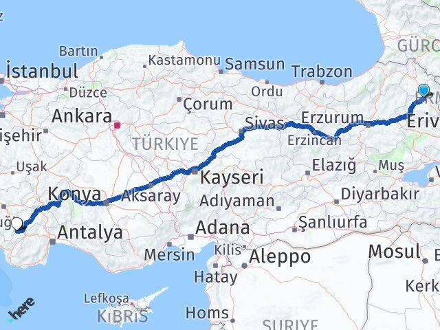 Kars Gölhisar Burdur Arası Kaç Km - Yol Haritası