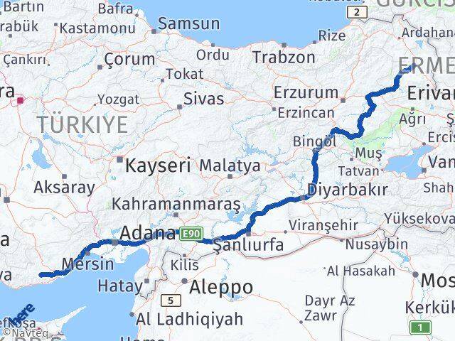 Kars Gülnar Mersin Arası Kaç Km - Yol Haritası