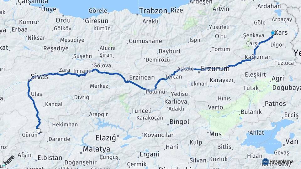 Kars Iğdır Havalimanı Arası Kaç Km - Yol Haritası