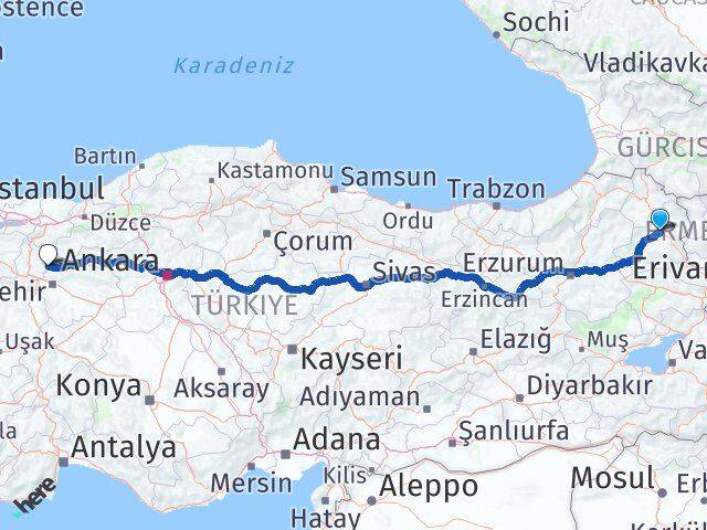 Kars İnhisar Bilecik Arası Kaç Km - Yol Haritası