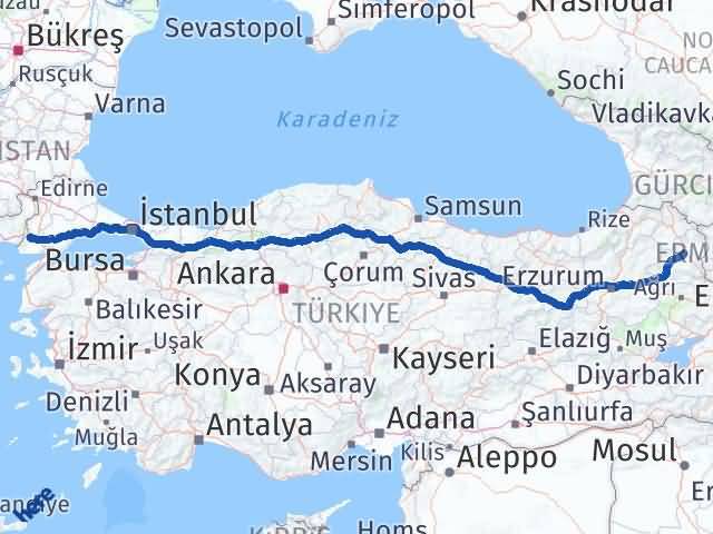 Kars İpsala Edirne Arası Kaç Km - Yol Haritası