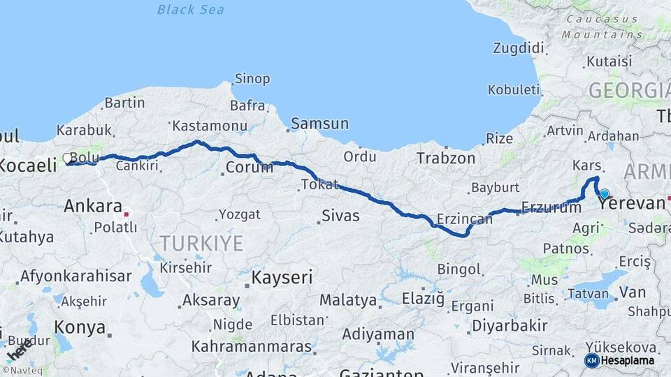 Kars Kağızman Bolu Arası Kaç Km - Yol Haritası