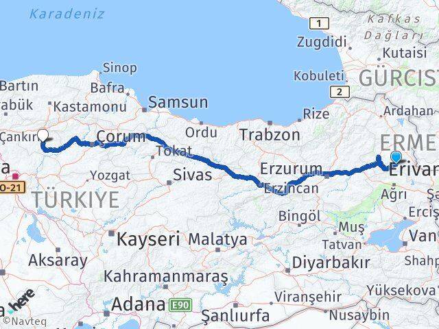 Kars Kağızman Çankırı Arası Kaç Km - Yol Haritası