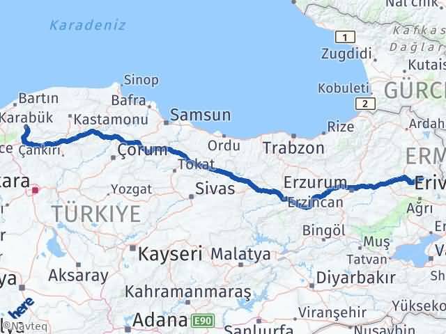 Kars Kağızman Karabük Arası Kaç Km - Yol Haritası