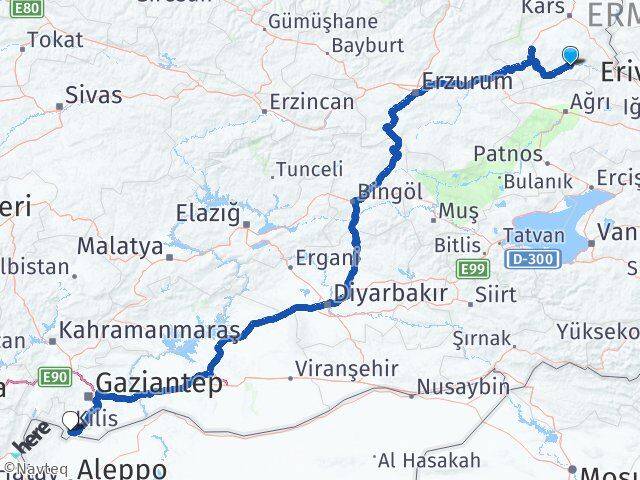 Kars Kağızman Kilis Arası Kaç Km - Yol Haritası
