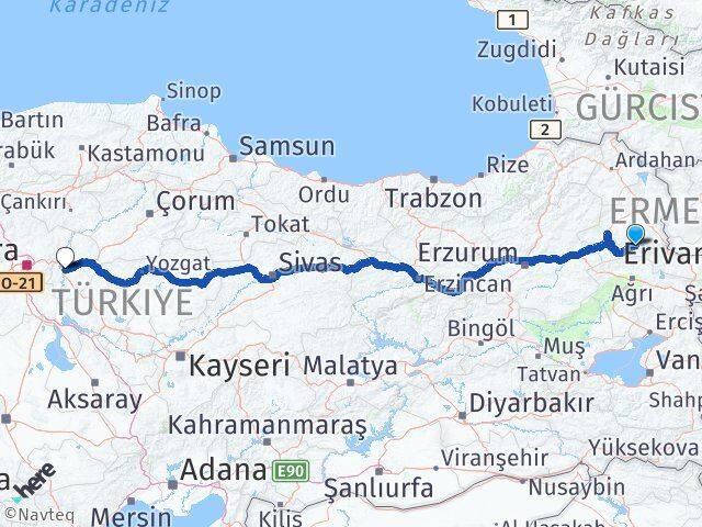 Kars Kağızman Kırıkkale Arası Kaç Km - Yol Haritası