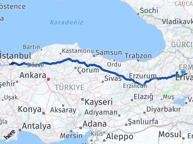 Kars Kağızman Kocaeli Arası Kaç Km - Yol Haritası