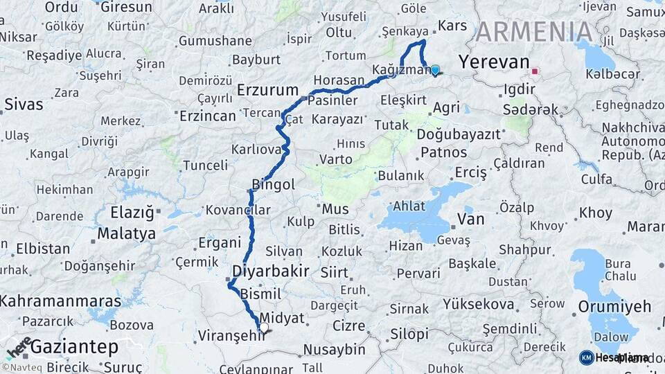 Kars Kağızman Mardin Arası Kaç Km - Yol Haritası