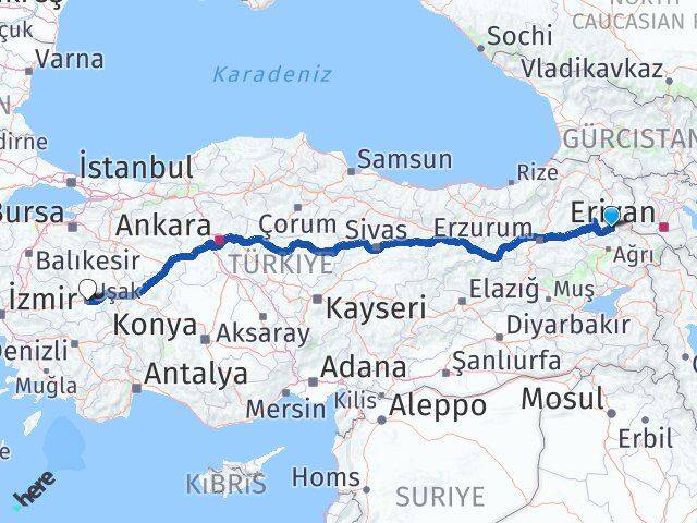 Kars Kağızman Uşak Arası Kaç Km - Yol Haritası