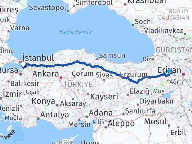 Kars Kağızman Yalova Arası Kaç Km - Yol Haritası