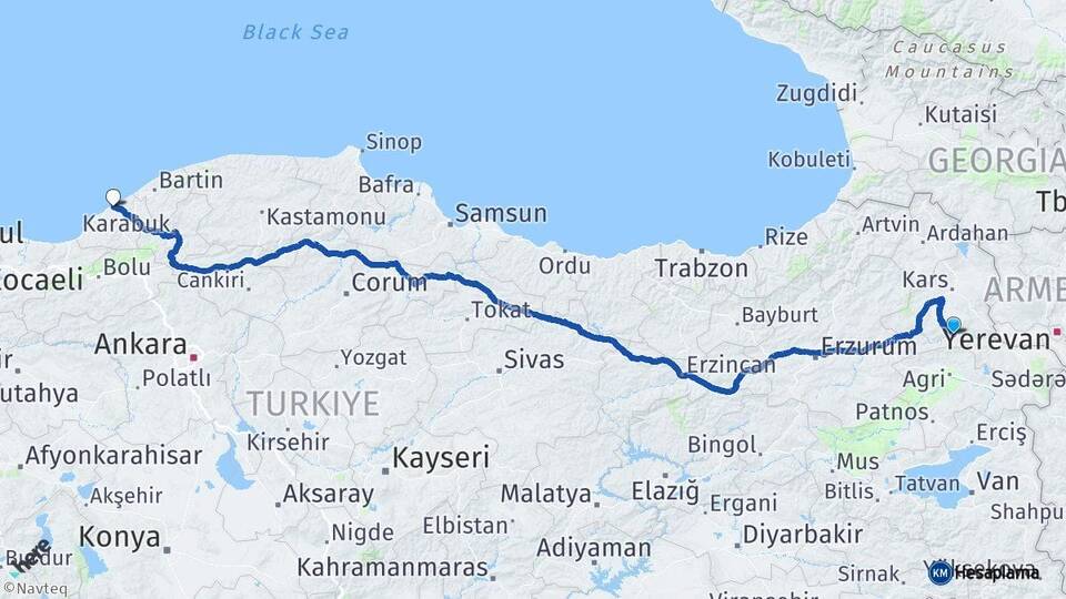 Kars Kağızman Zonguldak Arası Kaç Km - Yol Haritası