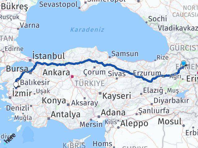 Kars Kırkağaç Manisa Arası Kaç Km - Yol Haritası