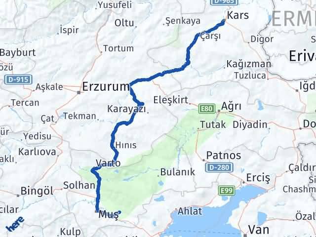 Kars Korkut Muş Arası Kaç Km - Yol Haritası