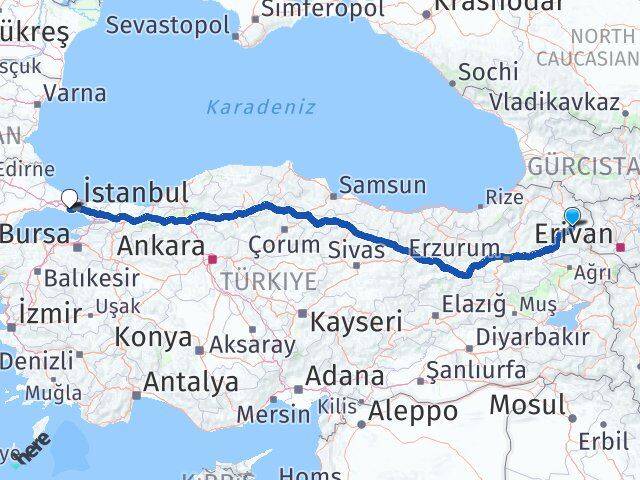 Kars Küçükçekmece İstanbul Arası Kaç Km - Yol Haritası