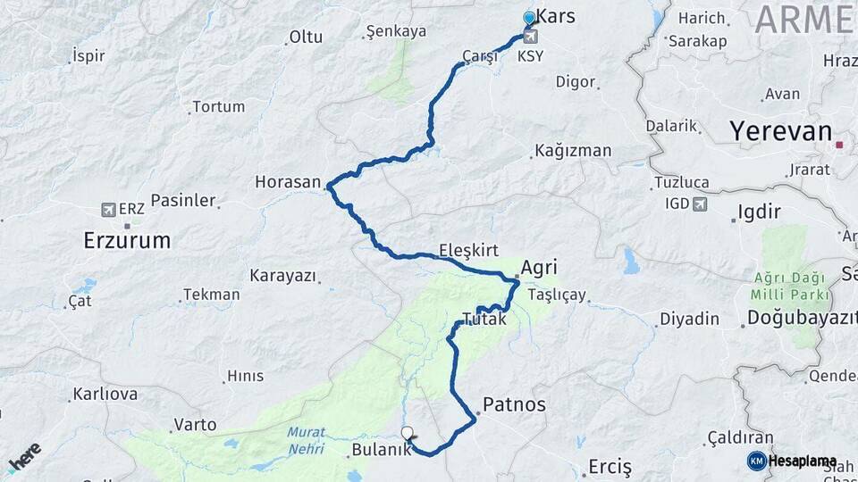 Kars Malazgirt Muş Arası Kaç Km - Yol Haritası