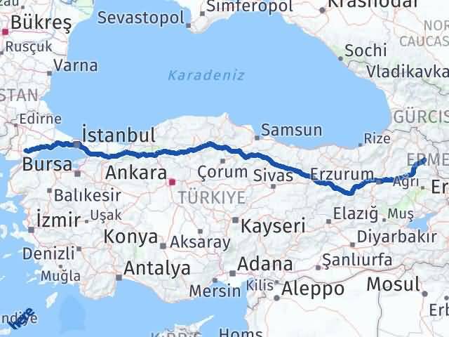 Kars Malkara Tekirdağ Arası Kaç Km - Yol Haritası