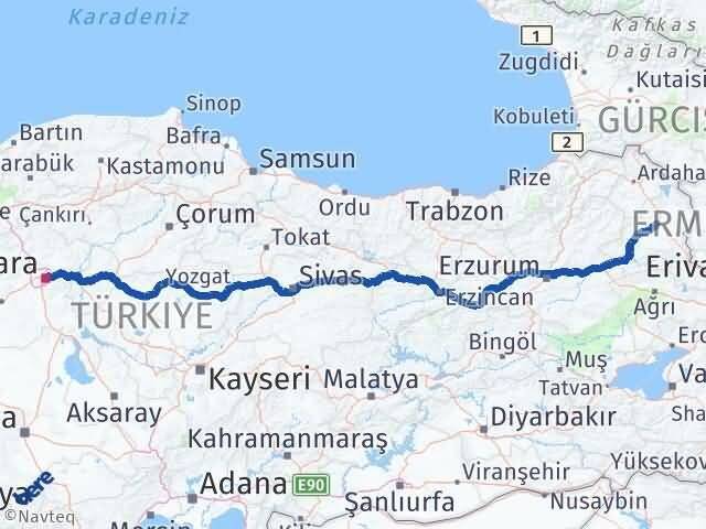 Kars Mamak Ankara Arası Kaç Km - Yol Haritası