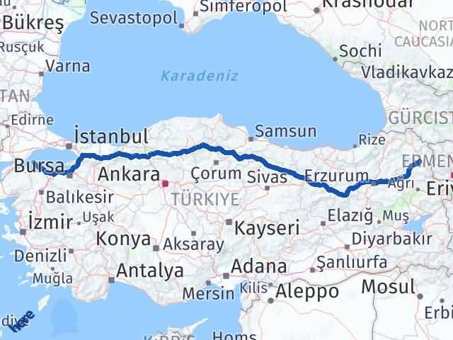 Kars Marmara Balıkesir Arası Kaç Km - Yol Haritası