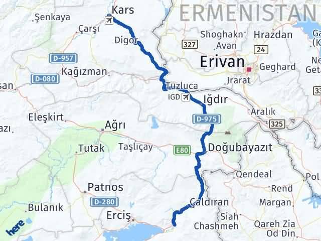 Kars Muradiye Van Arası Kaç Km - Yol Haritası