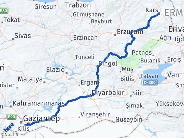 Kars Oğuzeli Gaziantep Arası Kaç Km - Yol Haritası