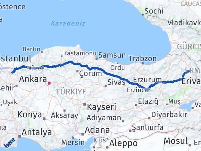 Kars Pamukova Sakarya Arası Kaç Km - Yol Haritası