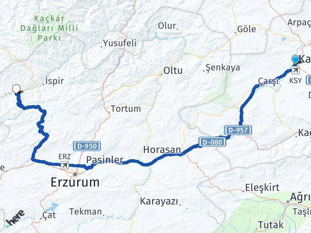 Kars Pazaryolu Erzurum Arası Kaç Km - Yol Haritası