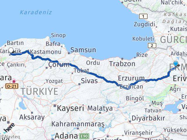 Kars Safranbolu Karabük Arası Kaç Km - Yol Haritası