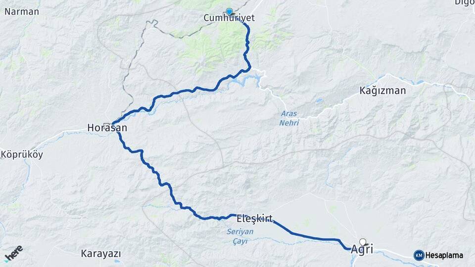 Kars Sarıkamış Ağrı Arası Kaç Km - Yol Haritası