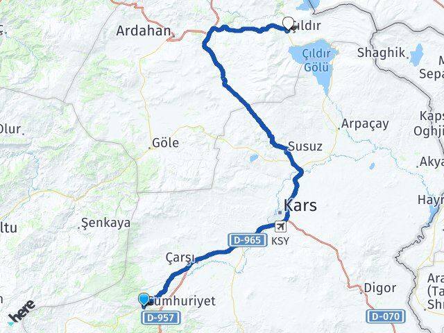 Kars Sarıkamış Çıldır Ardahan Arası Kaç Km - Yol Haritası