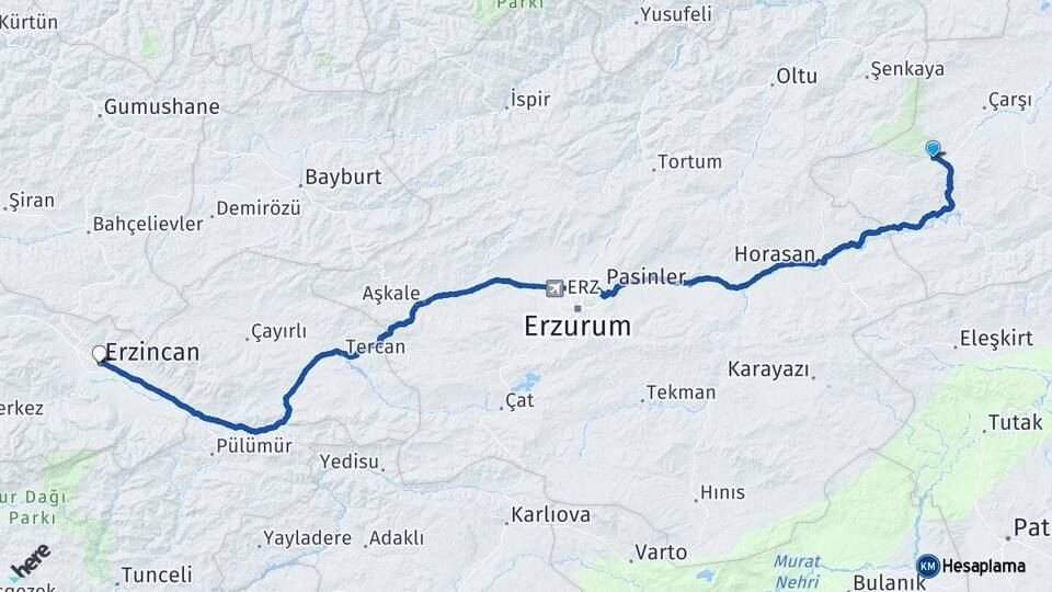 Kars Sarıkamış Erzincan Arası Kaç Km - Yol Haritası