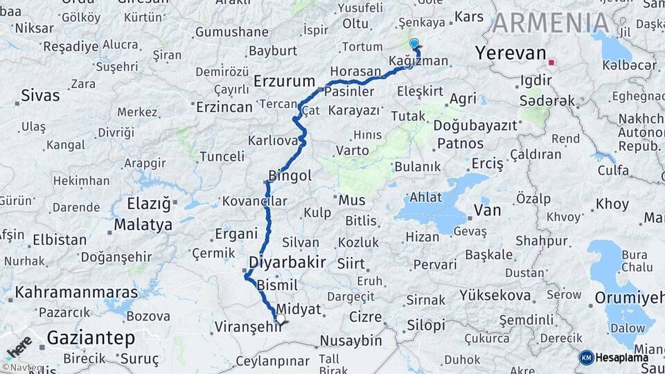 Kars Sarıkamış Mardin Arası Kaç Km - Yol Haritası