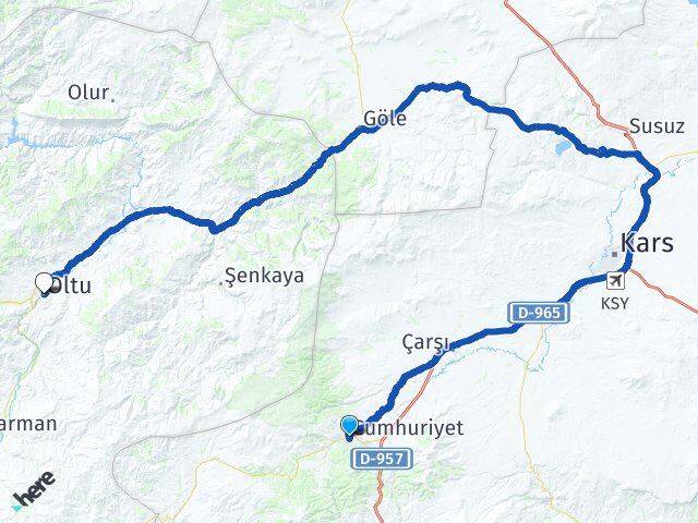 Kars Sarıkamış Oltu Erzurum Arası Kaç Km - Yol Haritası