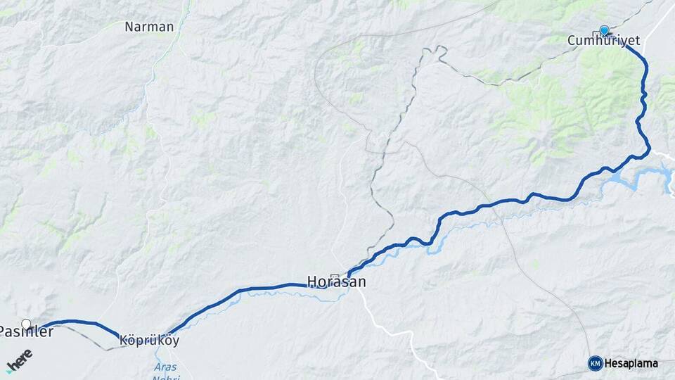 Kars Sarıkamış Pasinler Erzurum Arası Kaç Km - Yol Haritası