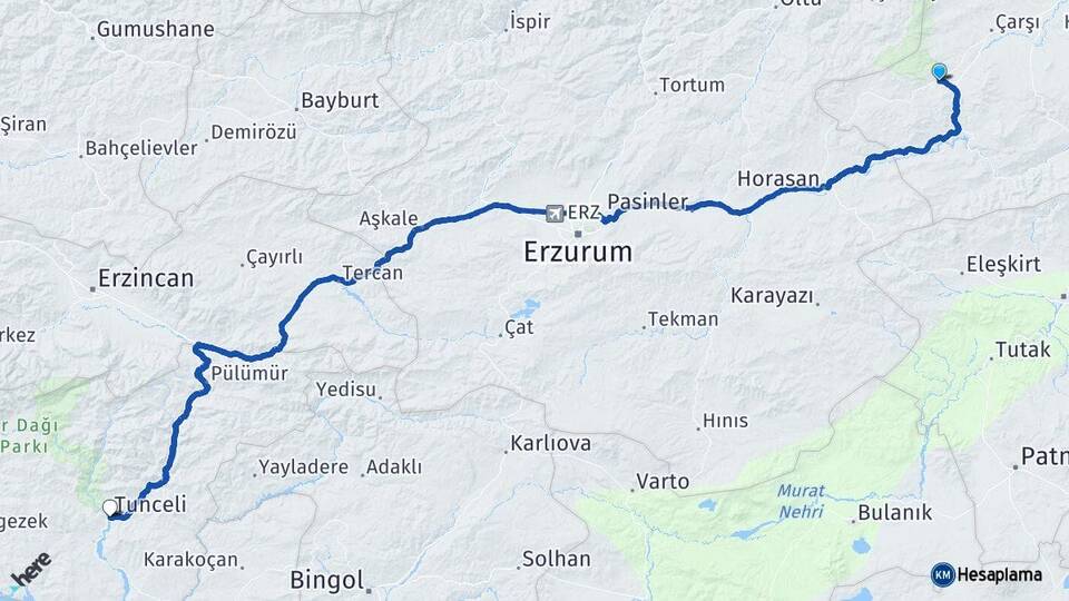 Kars Sarıkamış Tunceli Arası Kaç Km - Yol Haritası